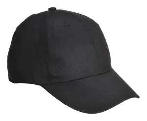 Portwest B010 6 Panelen Baseball Cap Zwart voorkant