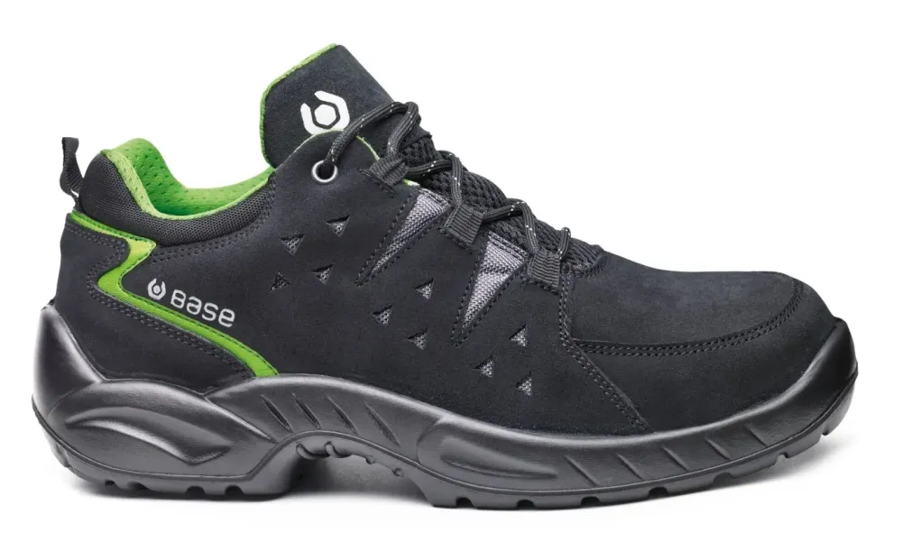Base Protection Harlem S1PL FO SR Zwart/groen voorkant
