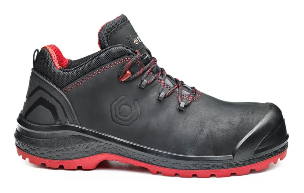 Base Protection Be-Uniform Shoe S3S CI HI SC LG HRO FO SR Zwart/rood voorkant