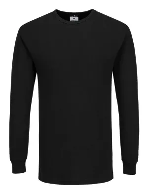 Portwest B123 Thermisch T-Shirt Lange Mouw Zwart voorkant