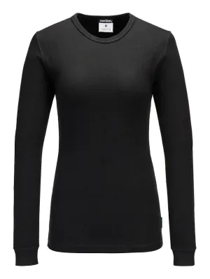Portwest B126 Dames Thermisch T-shirt Lange Mouw Zwart voorkant