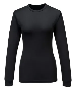 Portwest B136 Dames Baselayer Top Lange Mouw Zwart voorkant