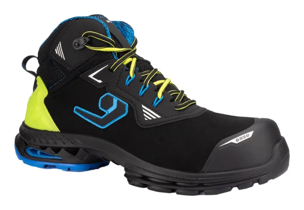 Base Protection Boston S3S SC LG FO SR Zwart/groen voorkant