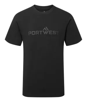 B198 Portwest katoenen T-shirt K/M Zwart voorkant