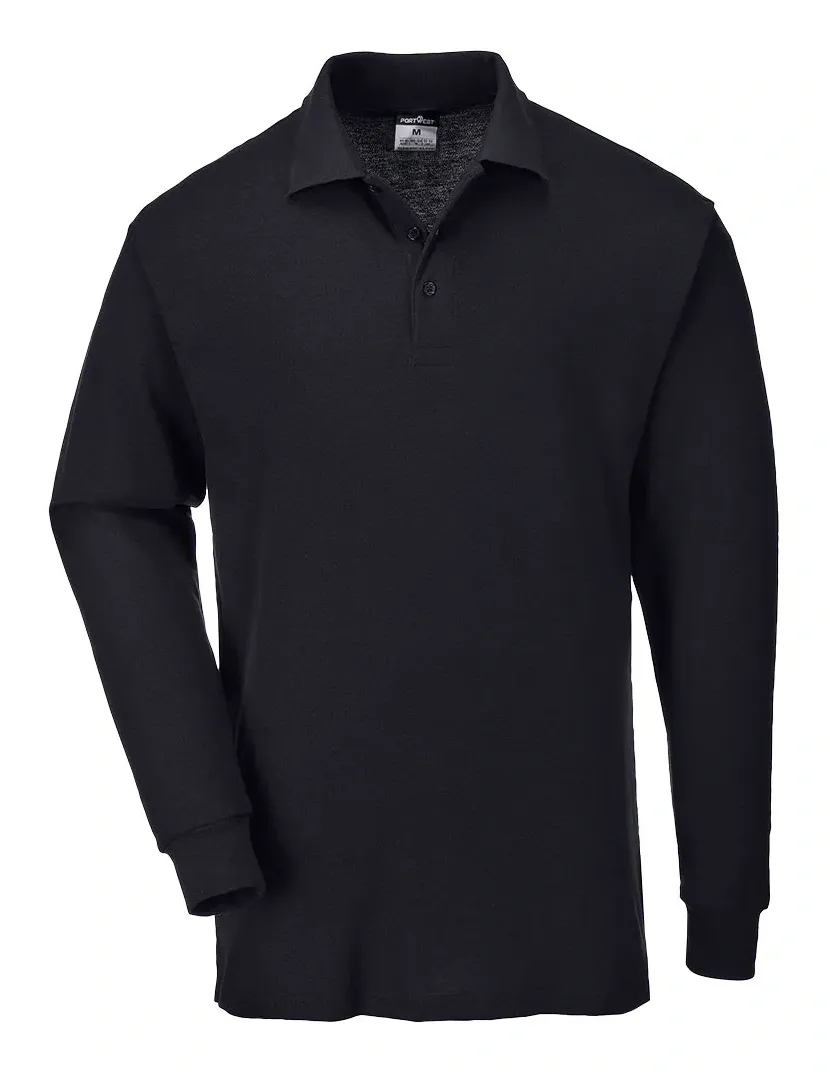 Portwest B212 Poloshirt lange mouw Zwart voorkant