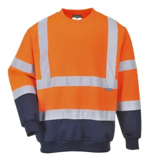 Portwest B306 Tweekleuren Hi-Vis Sweatshirt Oranje/marine voorkant