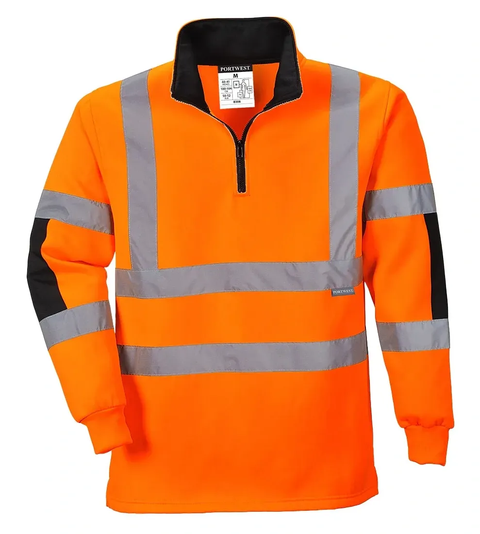 Portwest B308 Xenon Hi-Vis Rugby Shirt Oranje voorkant
