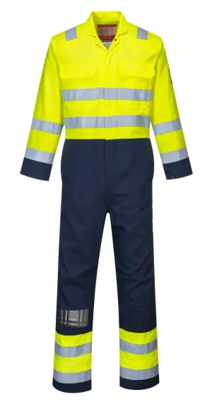 Portwest BIZ7 Bizflame Work Hi-Vis Antistatische Overall Geel/marine voorkant