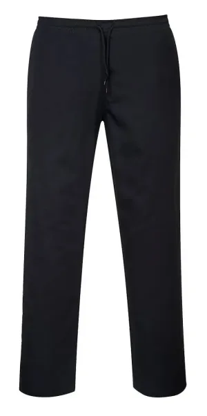 Portwest C070 Broek met aansnoerkoord Zwart voorkant