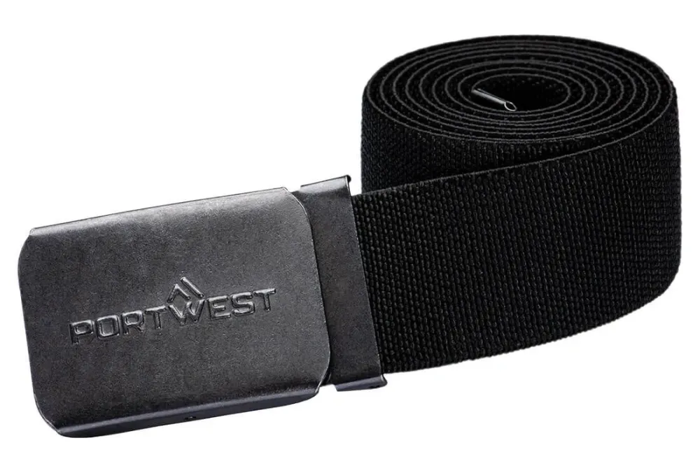Portwest C105 Elastische Werkriem Zwart voorkant