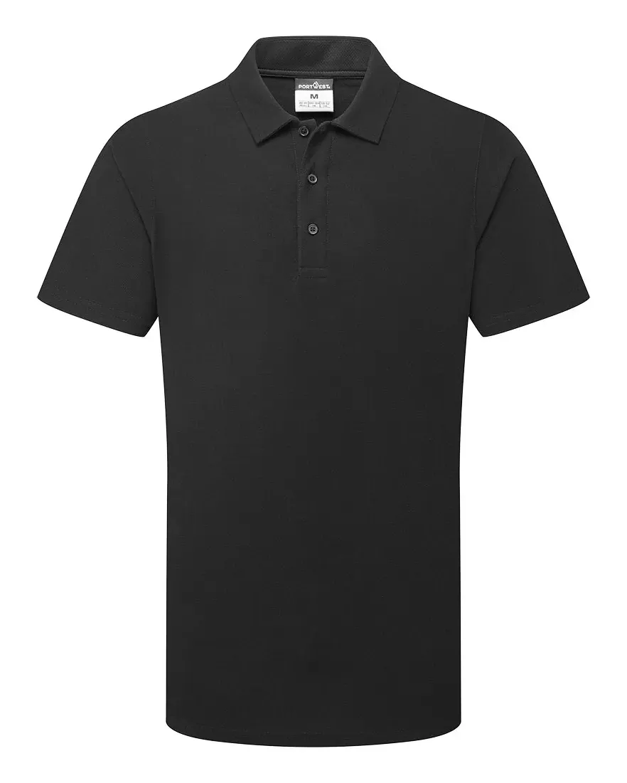 Portwest C211 MeshAir Pro Poloshirt K/M Zwart voorkant