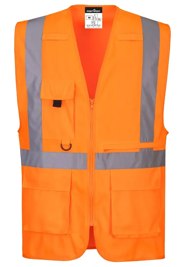 Portwest C357 Hi-Vis Executive Vest met Tablet zak Oranje voorkant