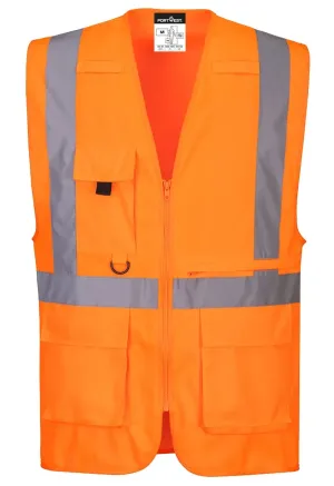 Portwest C357 Hi-Vis Executive Vest met Tablet zak Oranje voorkant