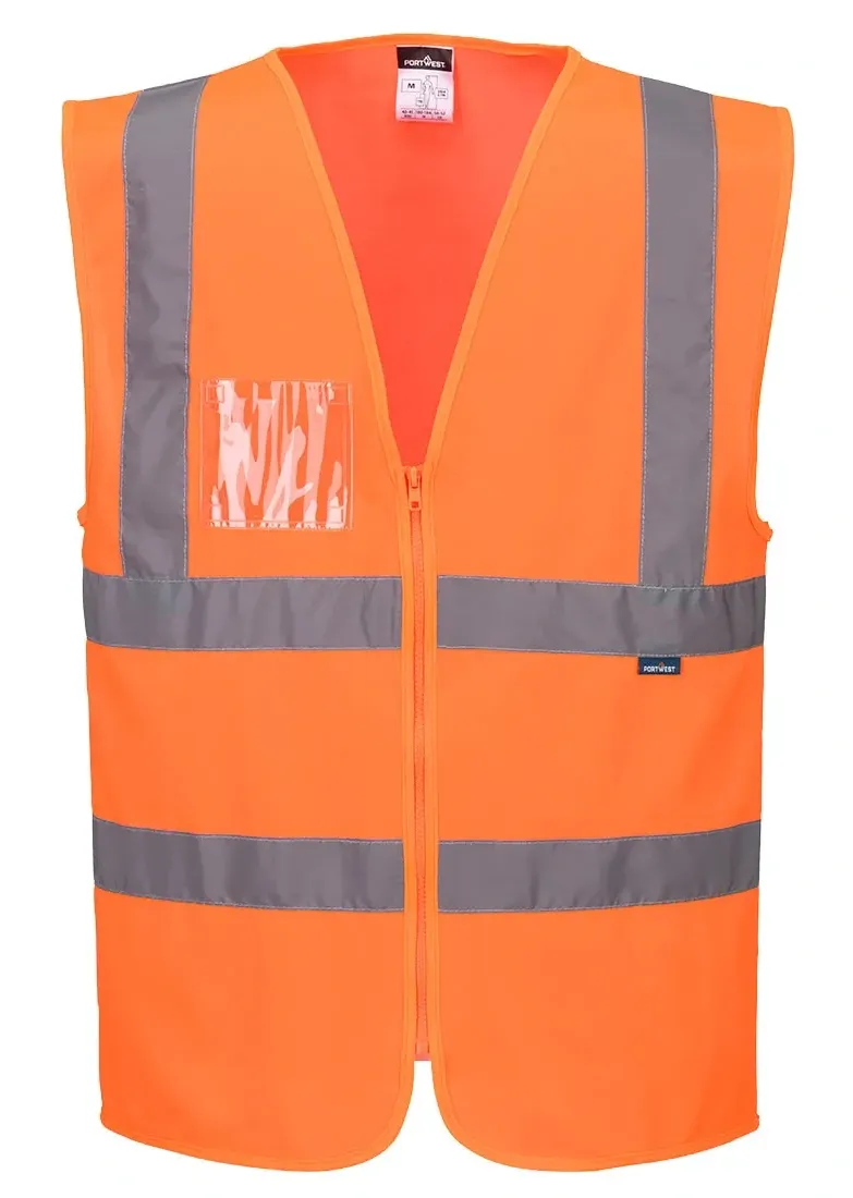 Portwest C371 Hi-Vis Vest met Rits Oranje voorkant