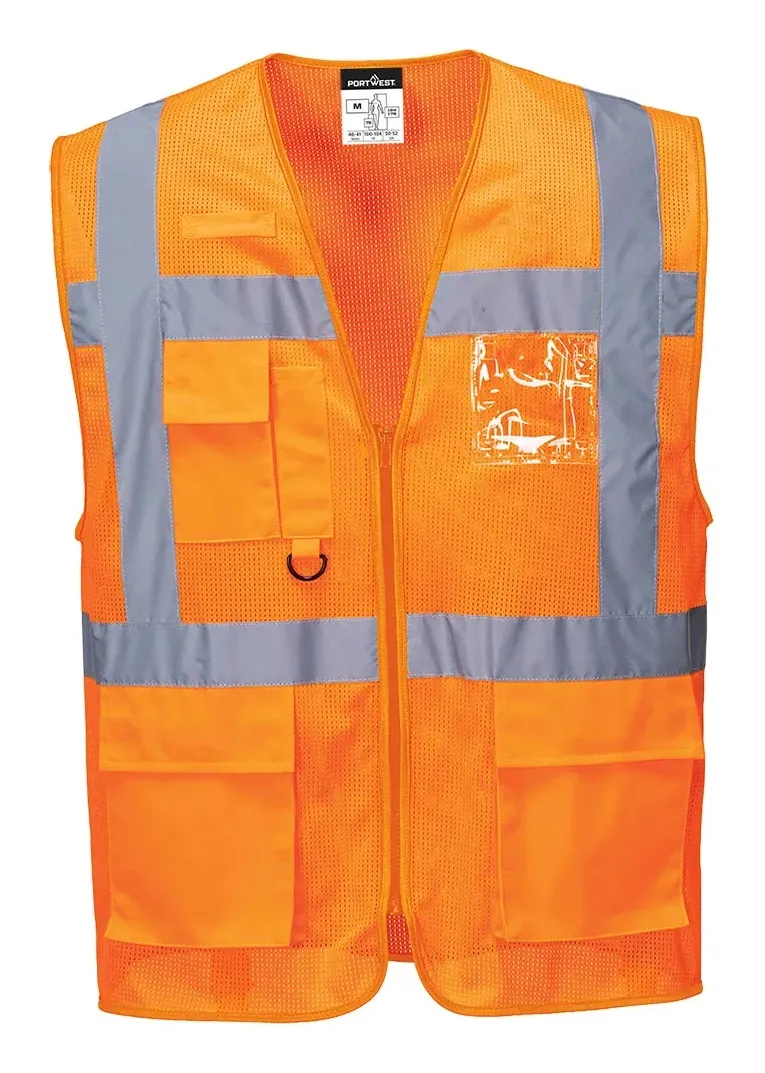 Portwest C376 Athene Hi-Vis Mesh Executive Vest Oranje voorkant