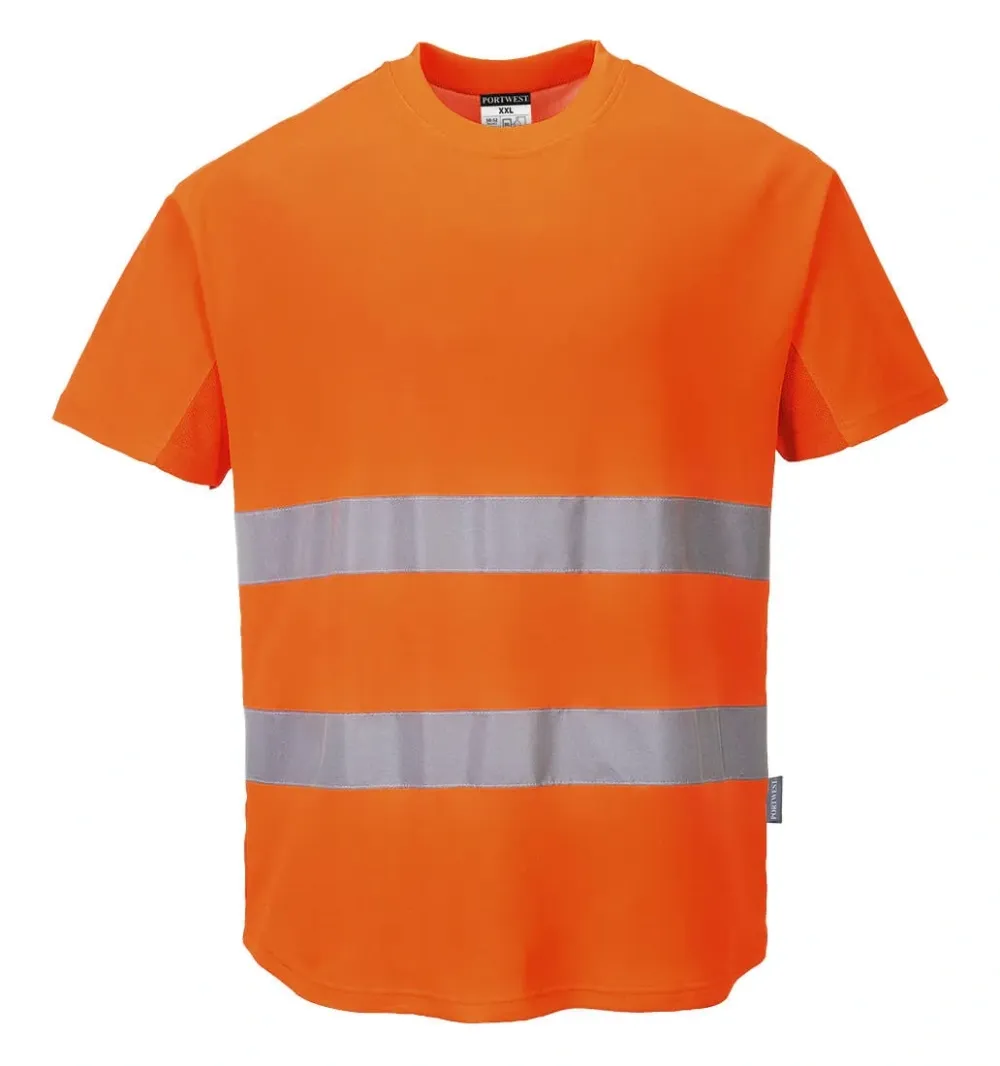 Portwest C394 Hi-Vis Katoen Comfort Mesh Insert T-shirt S/S Oranje voorkant