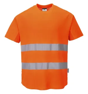 Portwest C394 Hi-Vis Katoen Comfort Mesh Insert T-shirt S/S Oranje voorkant