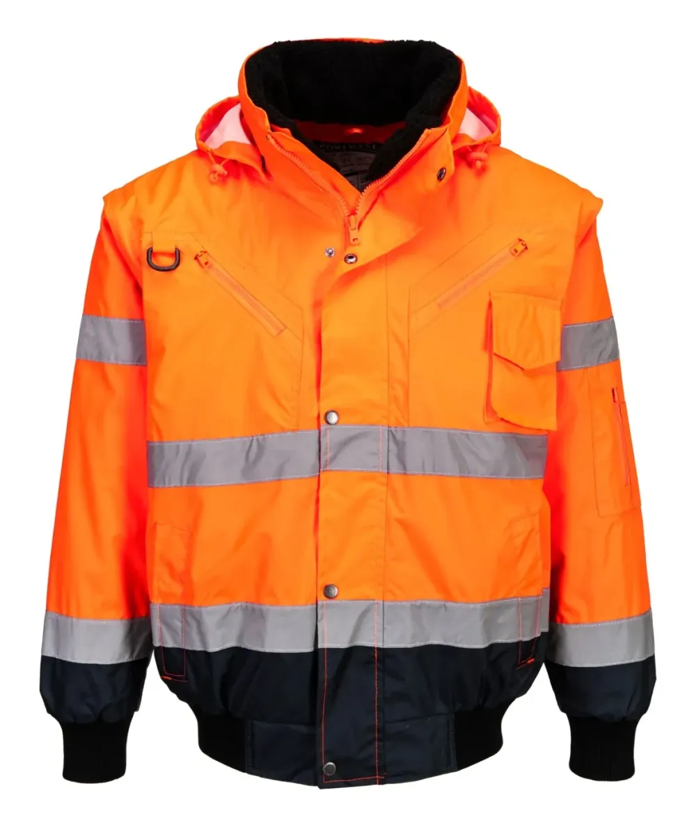 Portwest C465 Hi-Vis 3-in-1 Contrast Bomberjack Oranje/marine voorkant
