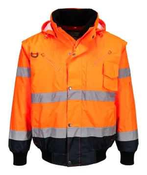 Portwest C465 Hi-Vis 3-in-1 Contrast Bomberjack Oranje/marine voorkant