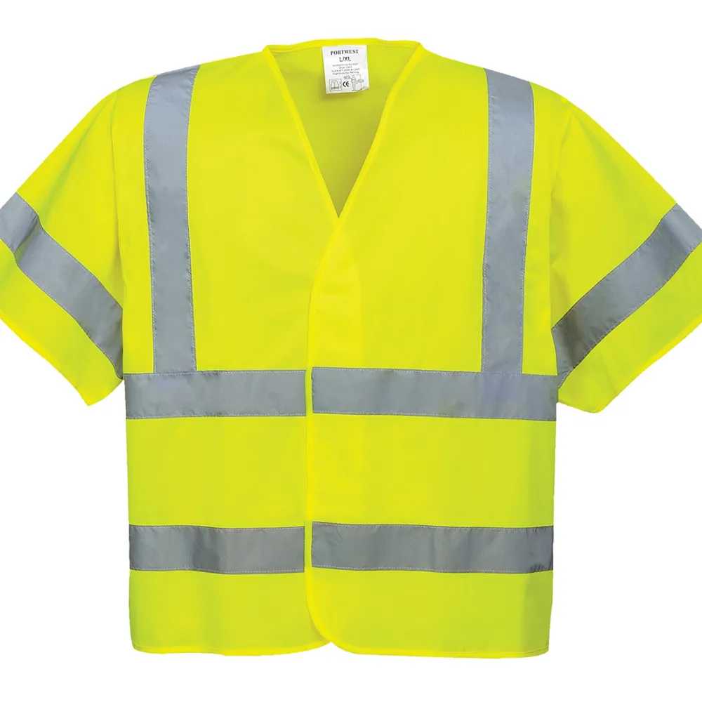 Portwest C471 Hi-Vis Vest Korte Mouwen Geel voorkant