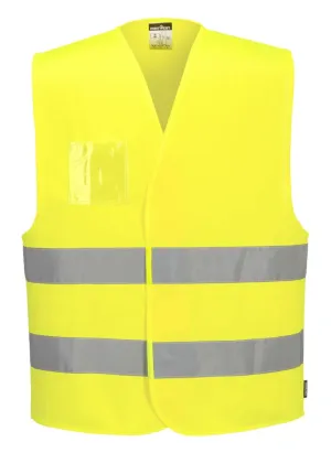 Portwest C475 Hi-Vis Vest - Dubbele ID Houder Geel voorkant