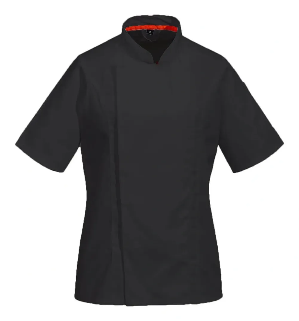 Portwest C736 Chef's MeshAir Pro Dames Jack Korte Mouw Zwart voorkant