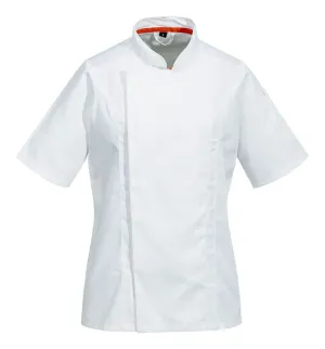 Portwest C736 Chef's MeshAir Pro Dames Jack Korte Mouw Wit voorkant