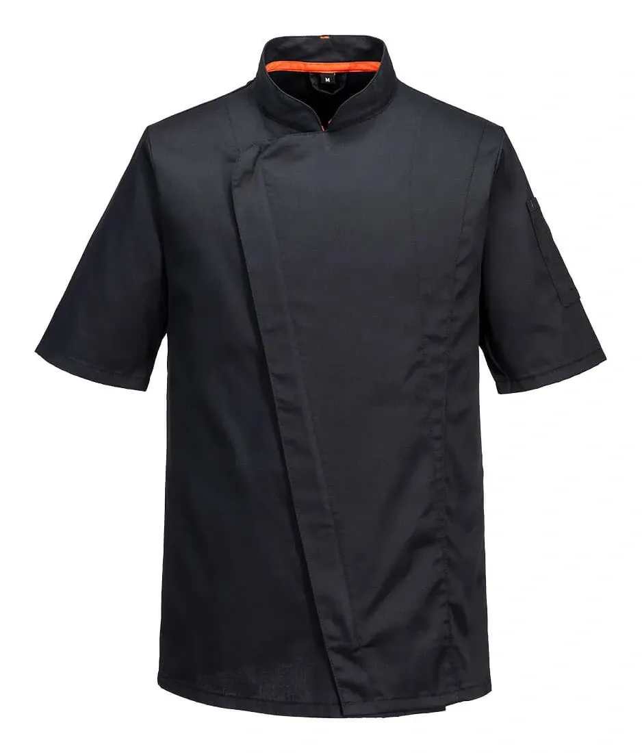 Portwest C739 Chef's MeshAir Pro Jack Korte Mouw Zwart voorkant