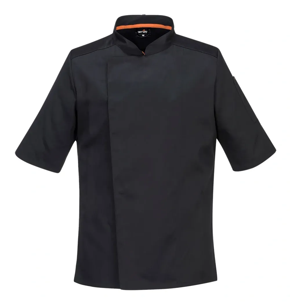 Portwest C746 Stretch mesh Air Pro jack met korte mouwen Zwart voorkant