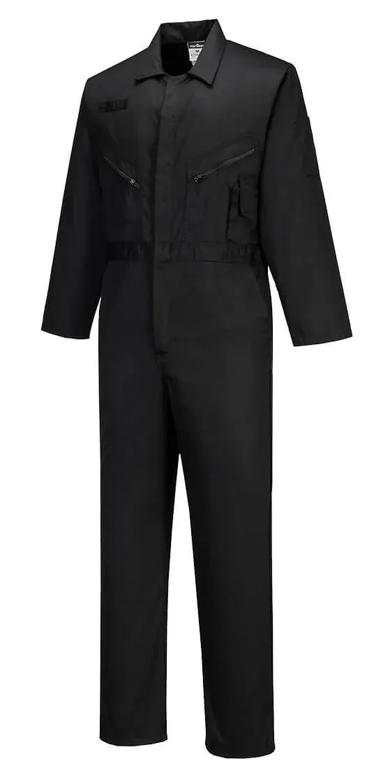 Portwest C813 Liverpool-Rits Overall Zwart voorkant