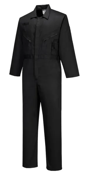 Portwest C813 Liverpool-Rits Overall Zwart voorkant