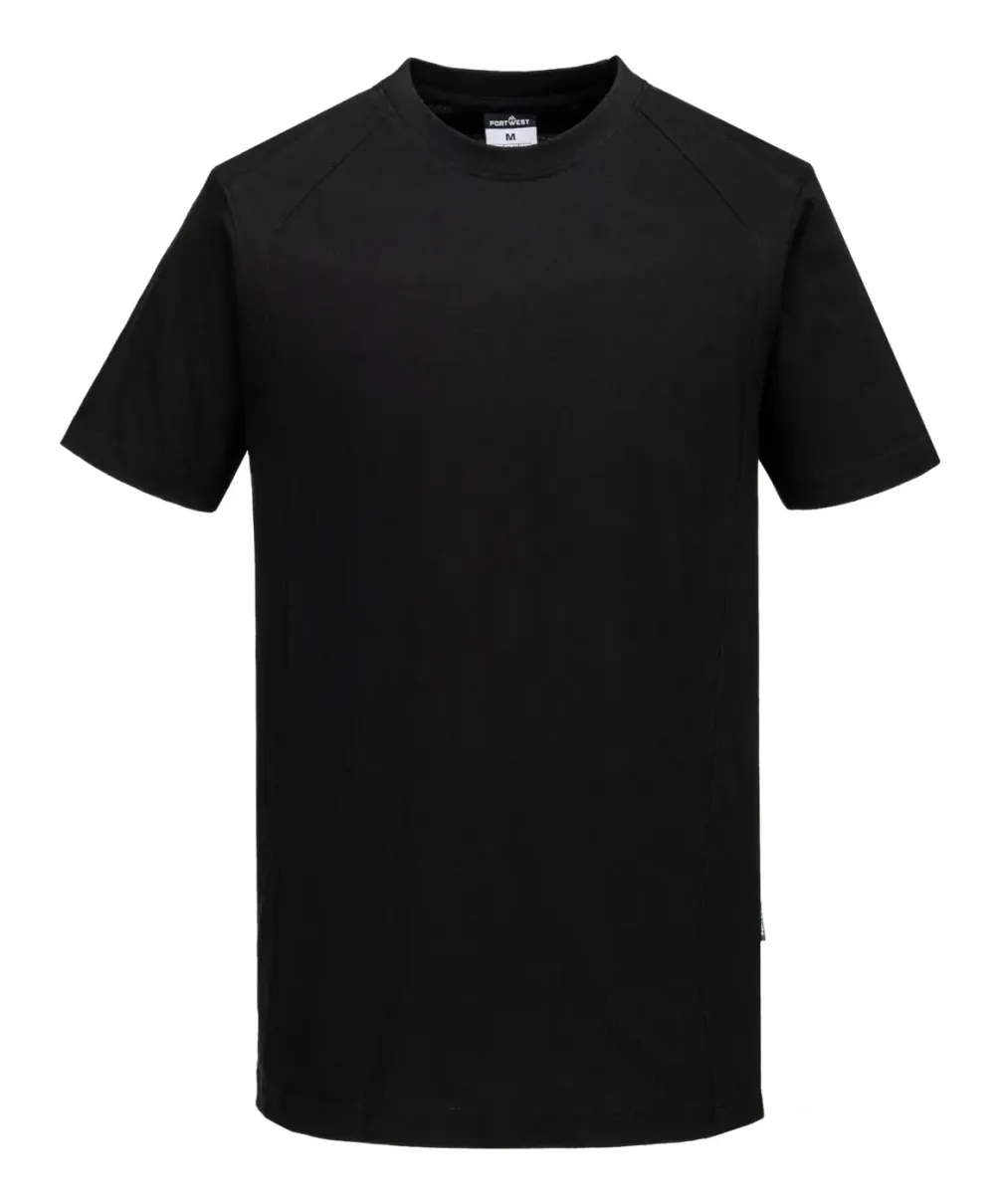 Portwest CD811 WX2 lichtgewicht T-shirt Katoen Korte Mouw Zwart voorkant