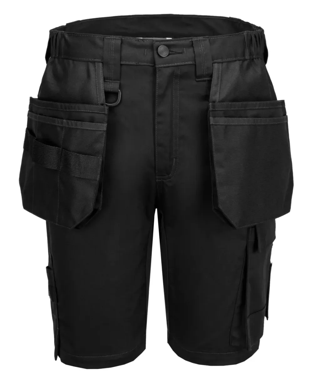 Portwest CD842 WX2 Eco Korte Broek met holsterzakken Zwart voorkant