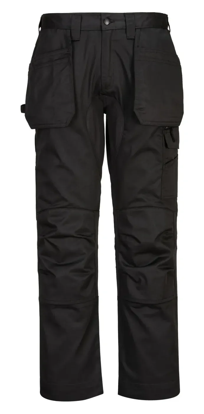 Portwest CD883 WX2 Eco Stretch Broek met holsterzakken Zwart voorkant