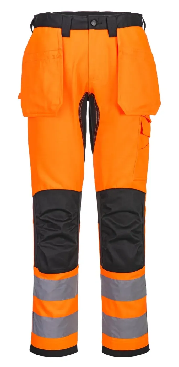 Portwest CD889 WX2 Eco Hi-Vis broek met Holsterzakken Oranje/zwart voorkant