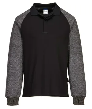 Portwest CR15 Poloshirt met snijwerende mouwen Zwart voorkant