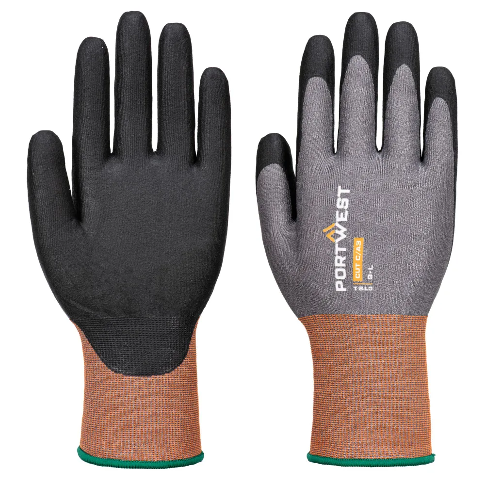 Portwest CT21 CT snijbestendige C21 Nitril Handschoen Grijs/zwart voorkant