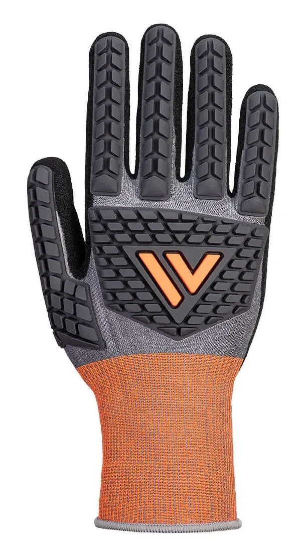 Portwest CT46 CT Cut D18 Nitril impact handschoen Grijs/zwart voorkant