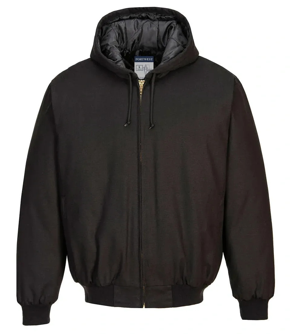Portwest DC801 Eendeveren gevoerd Jack met capuchon Zwart voorkant