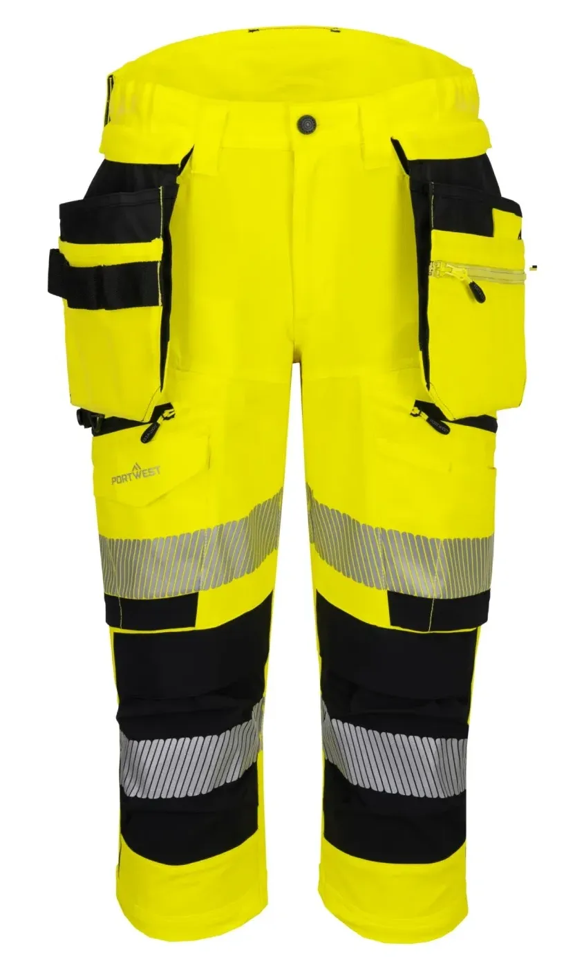 Portwest DX402 DX4 Hi-Vis Piratenbroek Geel/zwart voorkant