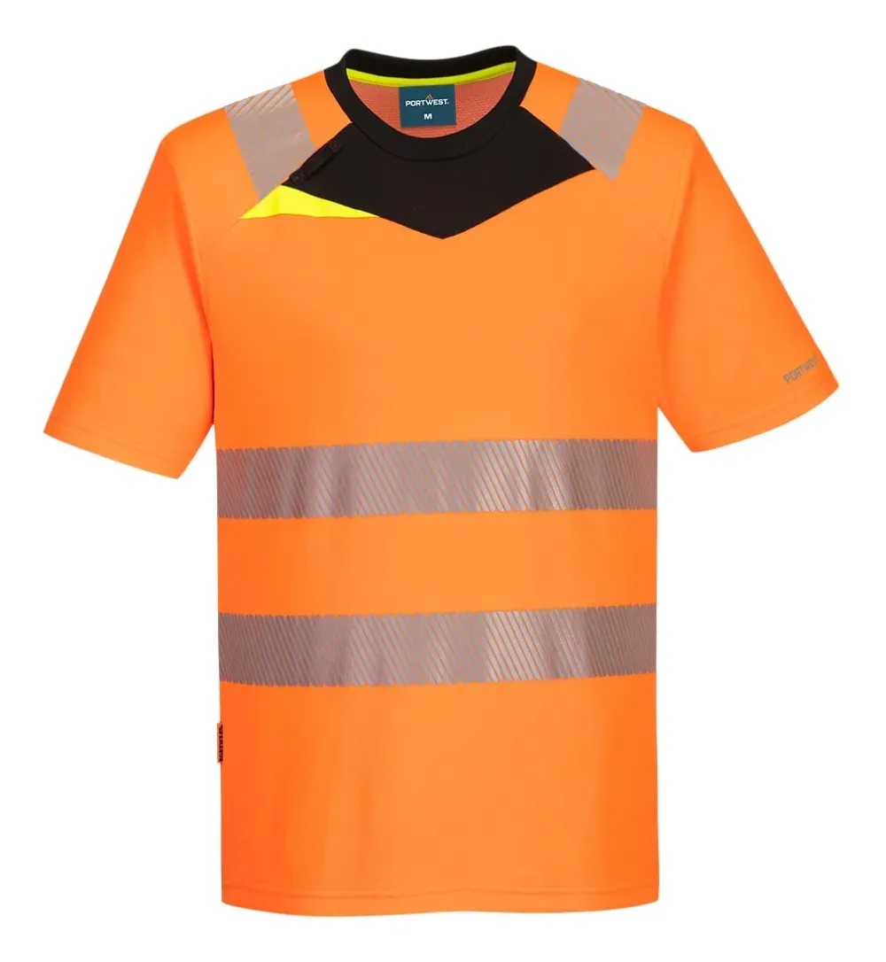 Portwest DX413 DX4 Hi-Vis T-shirt K/M Oranje/zwart voorkant