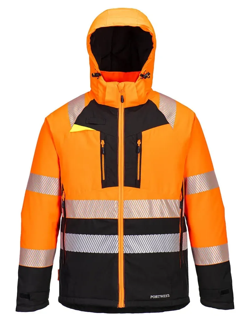 Portwest DX430 DX4 Hi-Vis Klasse 2 Winterjack Oranje/zwart voorkant