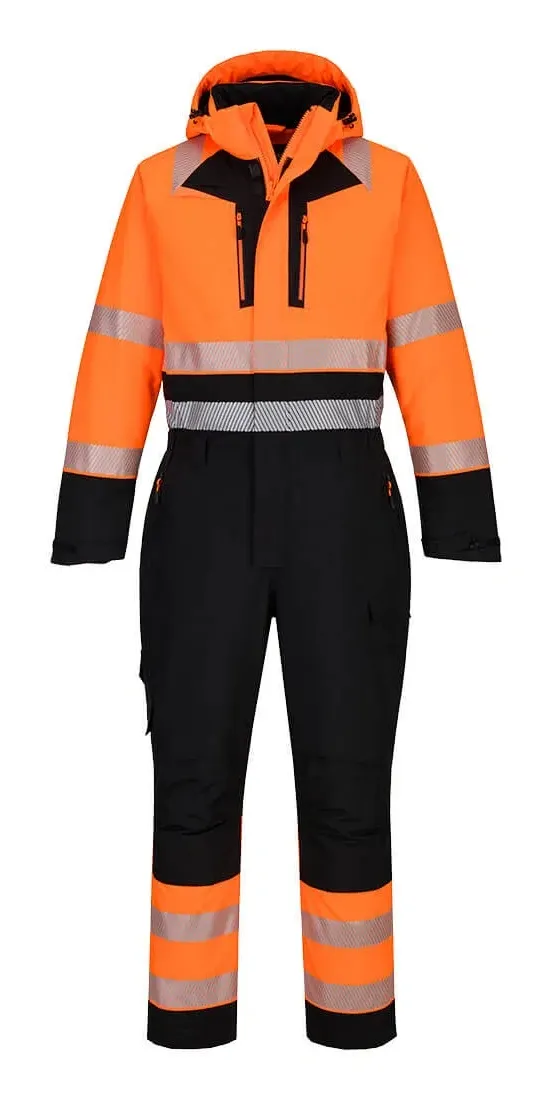 Portwest DX438 DX4 Hi-Vis Winteroverall Oranje/zwart voorkant