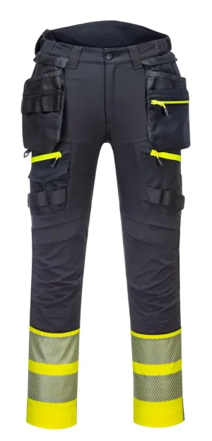 Portwest DX445 DX4 Hi-Vis afneembare holsterzak klasse 1 broek Geel/zwart voorkant