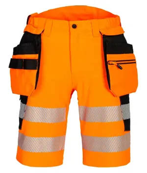 Portwest DX446 DX4 Hi-Vis korte broek met holsterzakken Oranje/zwart voorkant