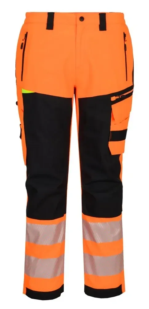 Portwest DX448 PW3 Hi-Vis Regenbroek Oranje/zwart voorkant