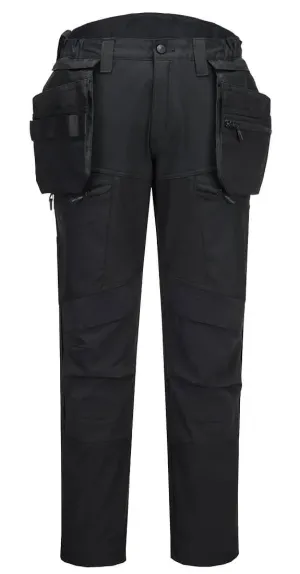 Portwest DX450 DX4 Softshell Broek met afneembare holsterzakken Zwart voorkant
