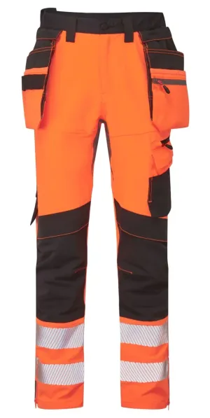 Portwest DX454 DX4-Hi-Vis Broek met afneembare holsterzakken Oranje/zwart voorkant