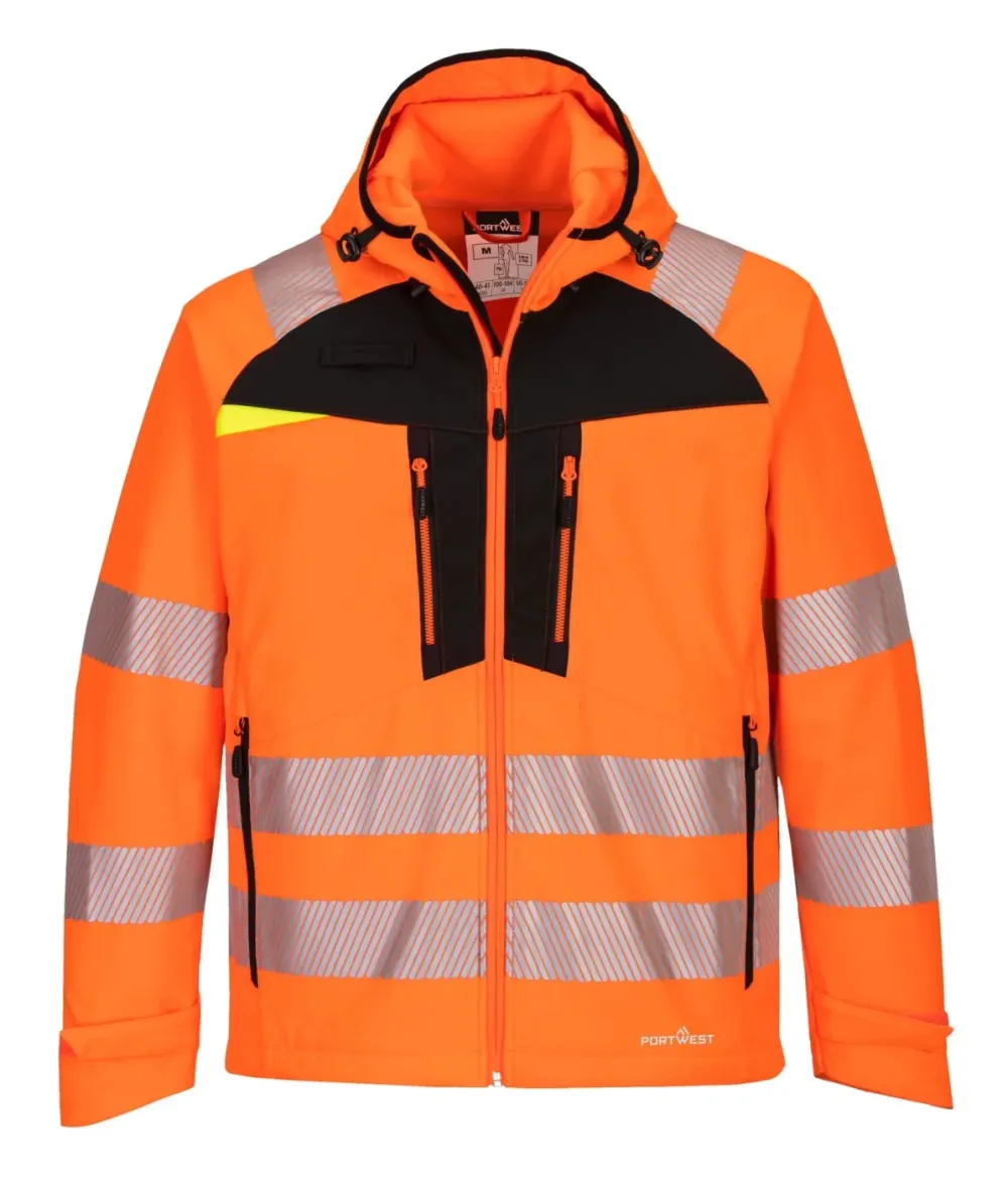 Portwest DX475 DX4 Hi-Vis Softshell (3L) Oranje/zwart voorkant