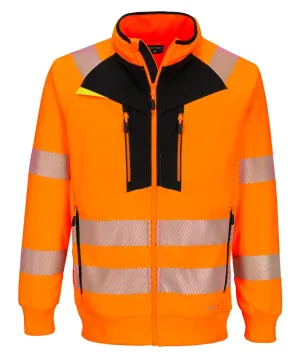 Portwest DX477 DX4 Hi-Vis Sweatshirt met rits Oranje/zwart voorkant